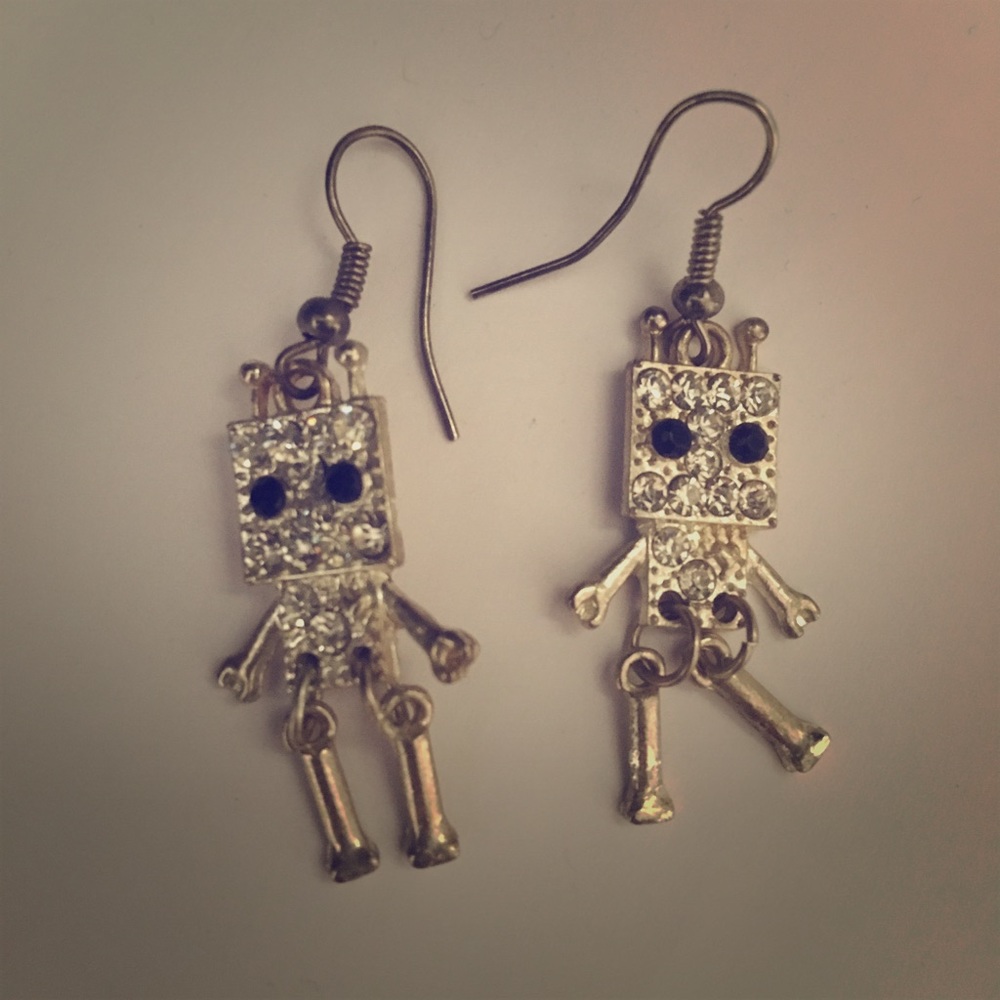 Jeweled Robot Earrings